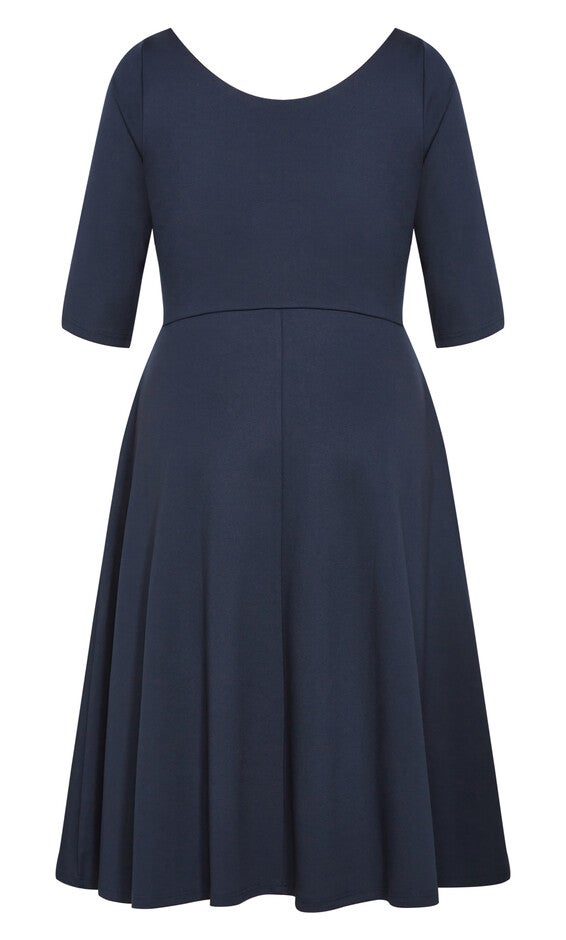 Cute Girl Elbow Sleeve Dress - navy, BLUE, alternate image number null