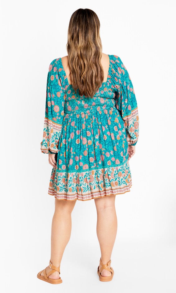 Aurora Mini Dress - gardenia, TURQUOISE, alternate image number 2