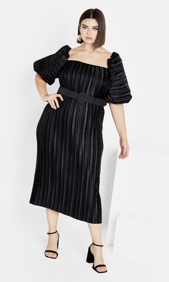 Krista Pleat Dress - black, BLACK, alternate image number null