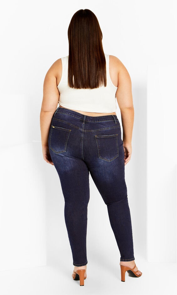 Asha Jojo Distressed Detail Crop Jean - dark denim, DARK, alternate image number null