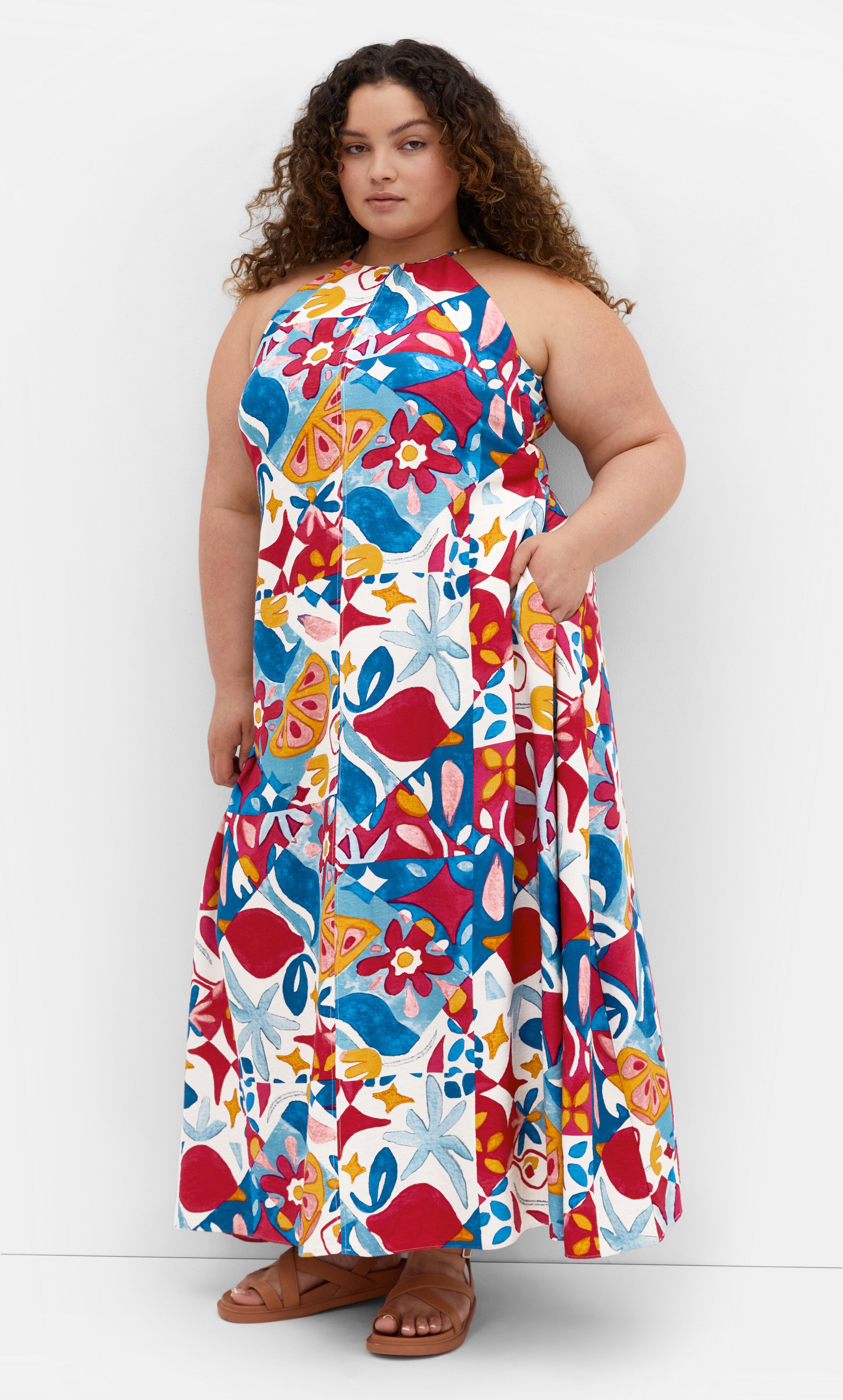 Mosaic Maxi Dress - print, BLUE, hi-res image number 0