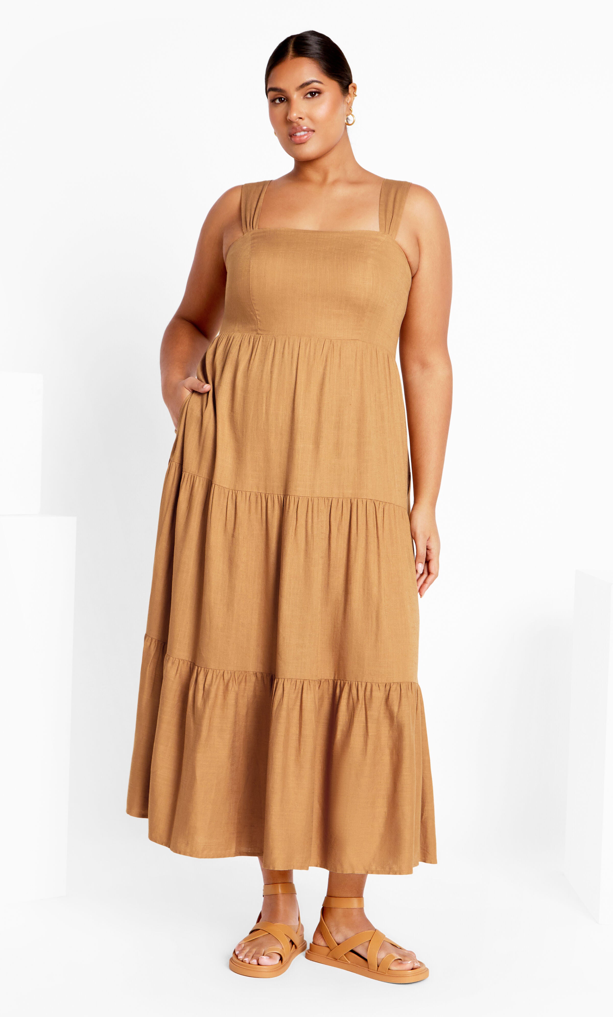 Livvy Maxi Dress - caramel, BROWN, hi-res image number 0