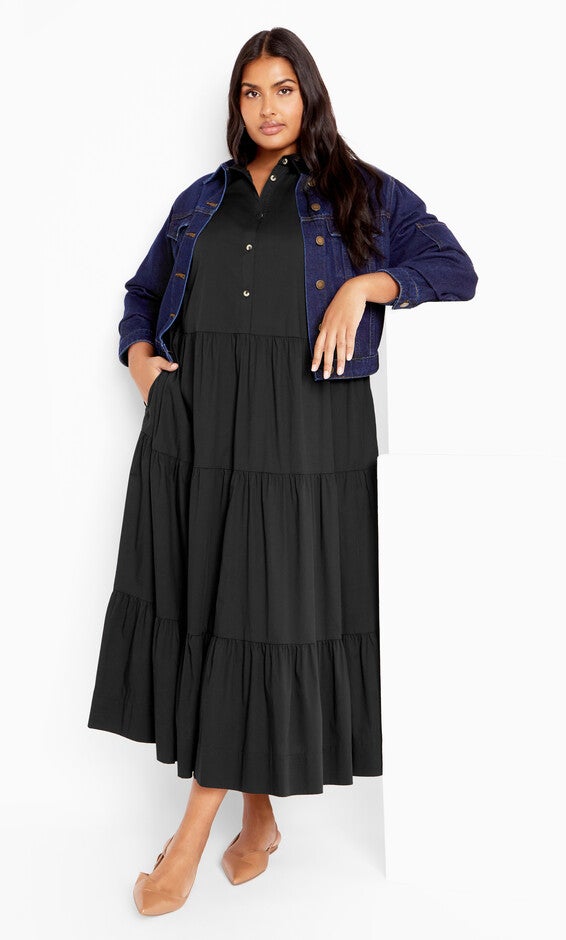 Kara Midi Dress - black, BLACK, alternate image number 1
