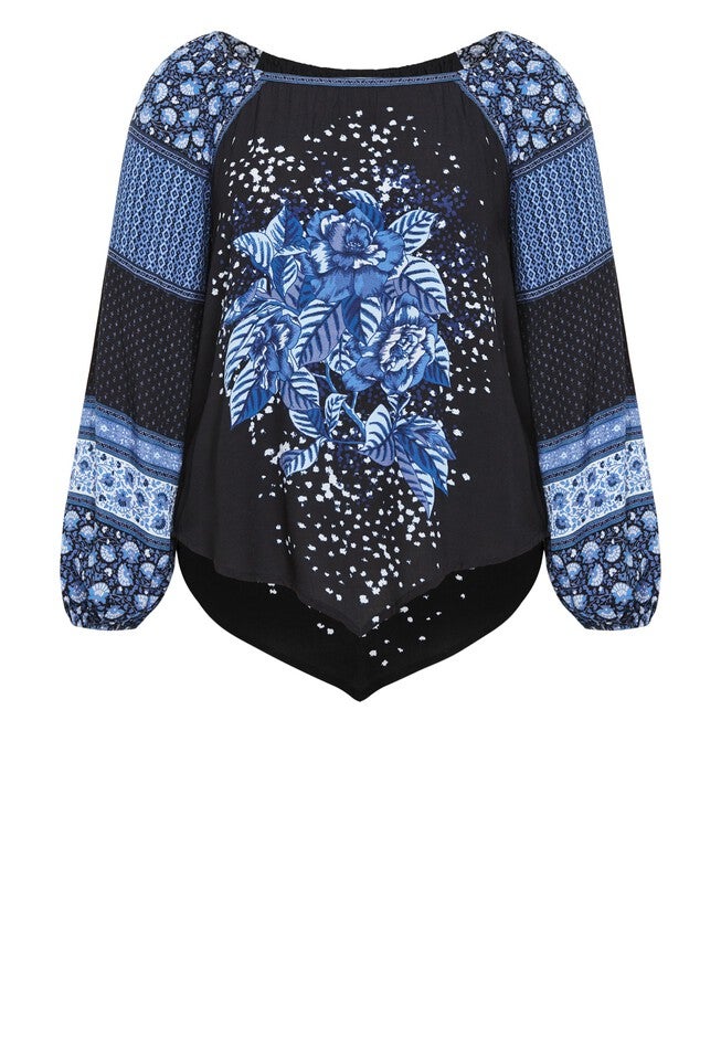 Nichola Scarf Print Top, BLUE, alternate image number 3