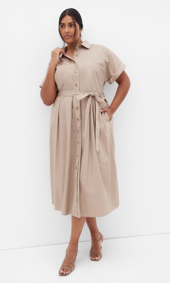 Elly Shirt Dress - ecru, BROWN, hi-res image number null