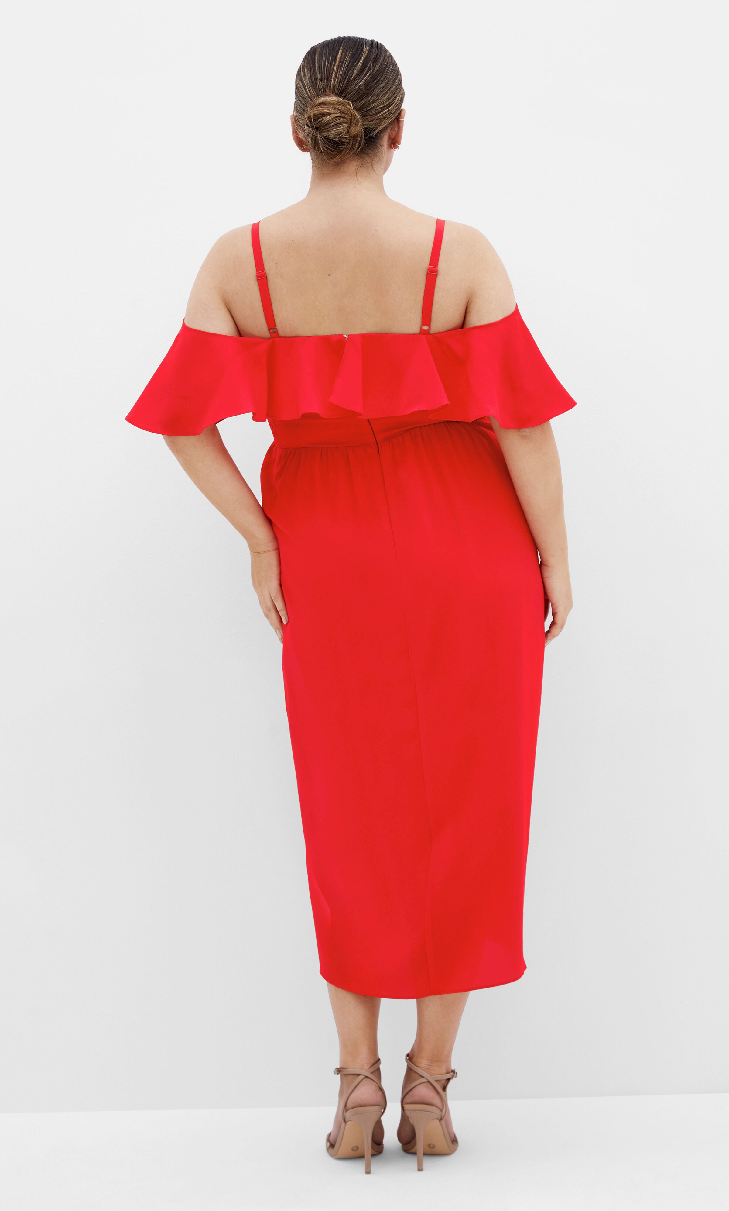 Flirtation Drape Midi Dress - tigerlily, ORANGE, alternate image number 2