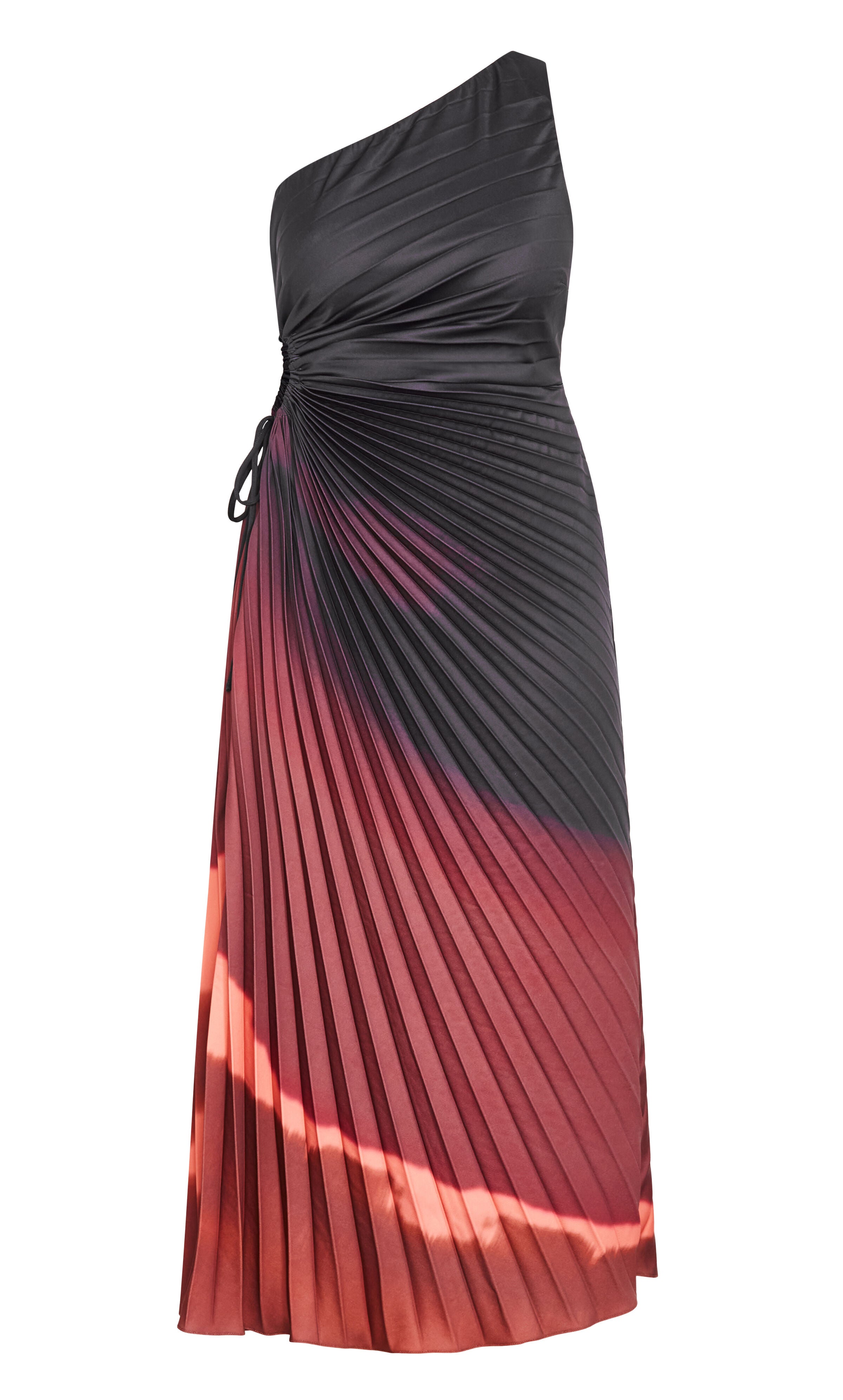 Aliza Print Pleat Maxi Dress - sienna, RED, alternate image number 4