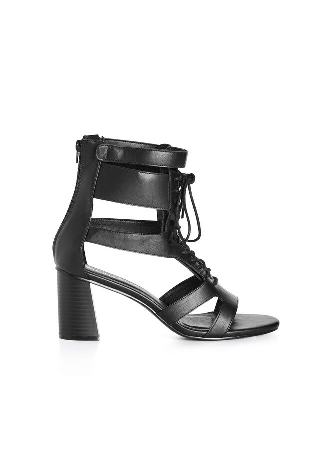WIDE FIT Attitude Lace Up Block Heel - black, BLACK, hi-res image number null