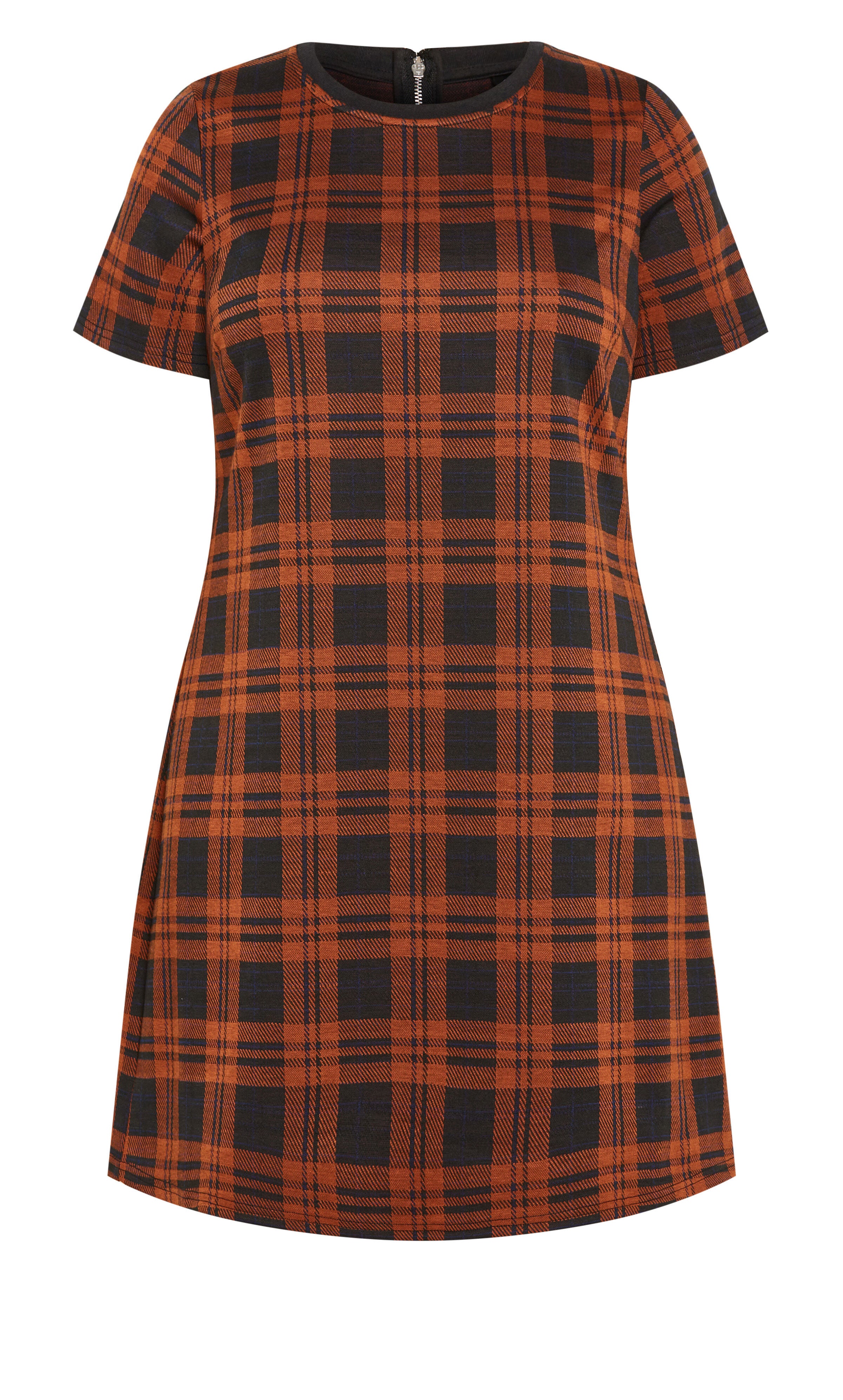 Check Love Shift Silhouette Mini Dress - caramel, BROWN, alternate image number 6