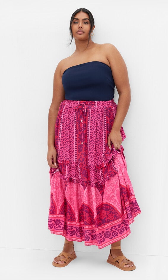 Samara Print Skirt - berry, PINK, alternate image number 1