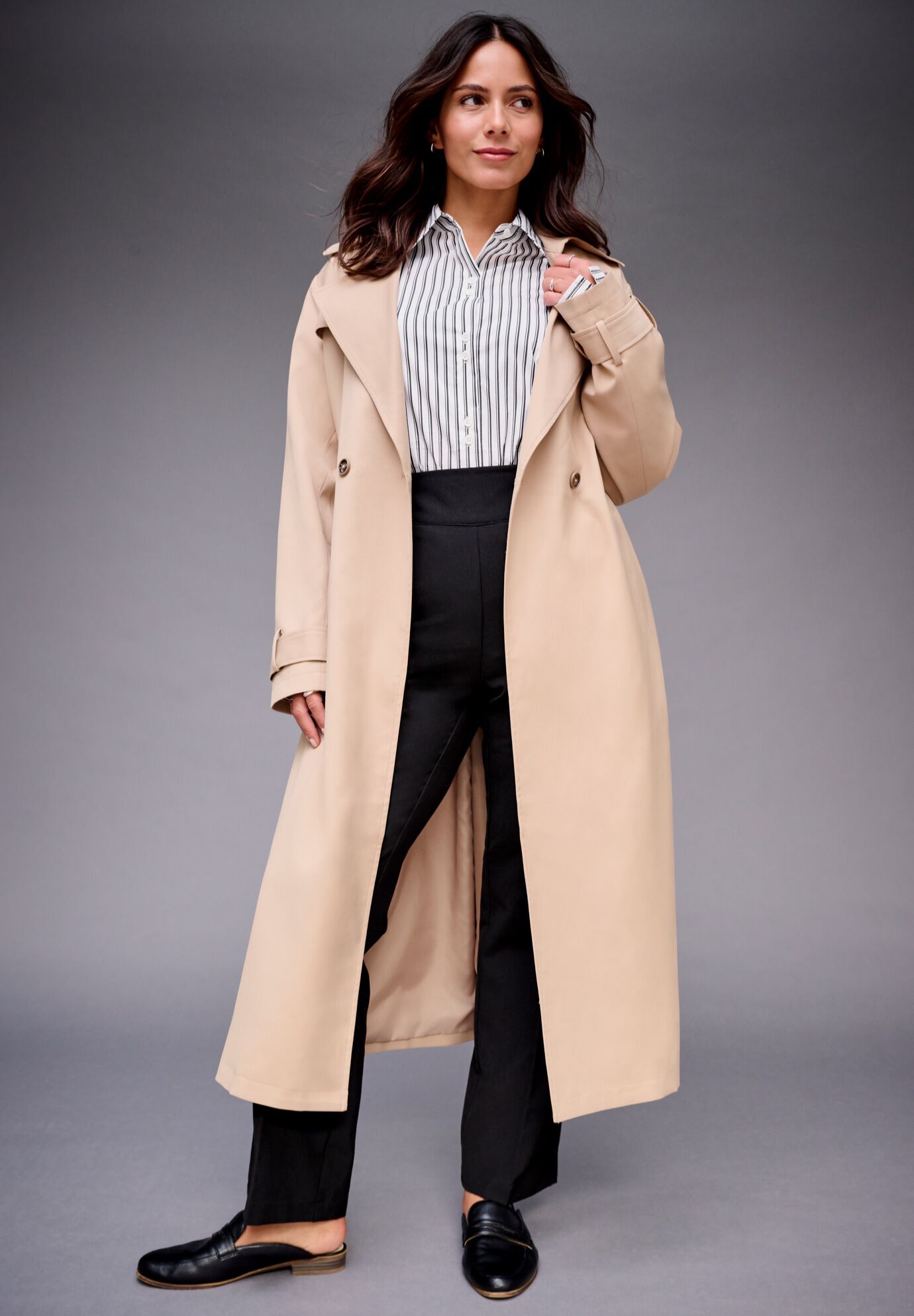 Belted Trench Coat, NEW KHAKI, alternate image number 2