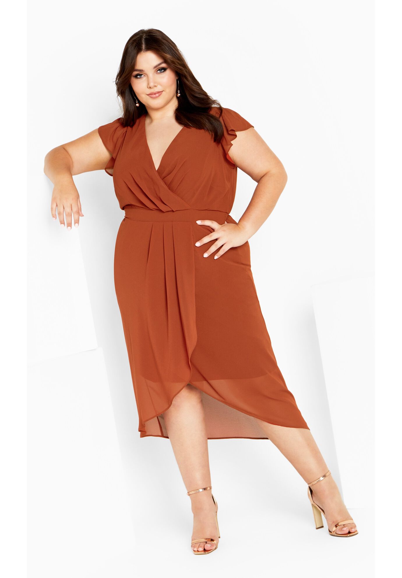 Wrap Swing Dress - ginger, GINGER, on-hover image number 1