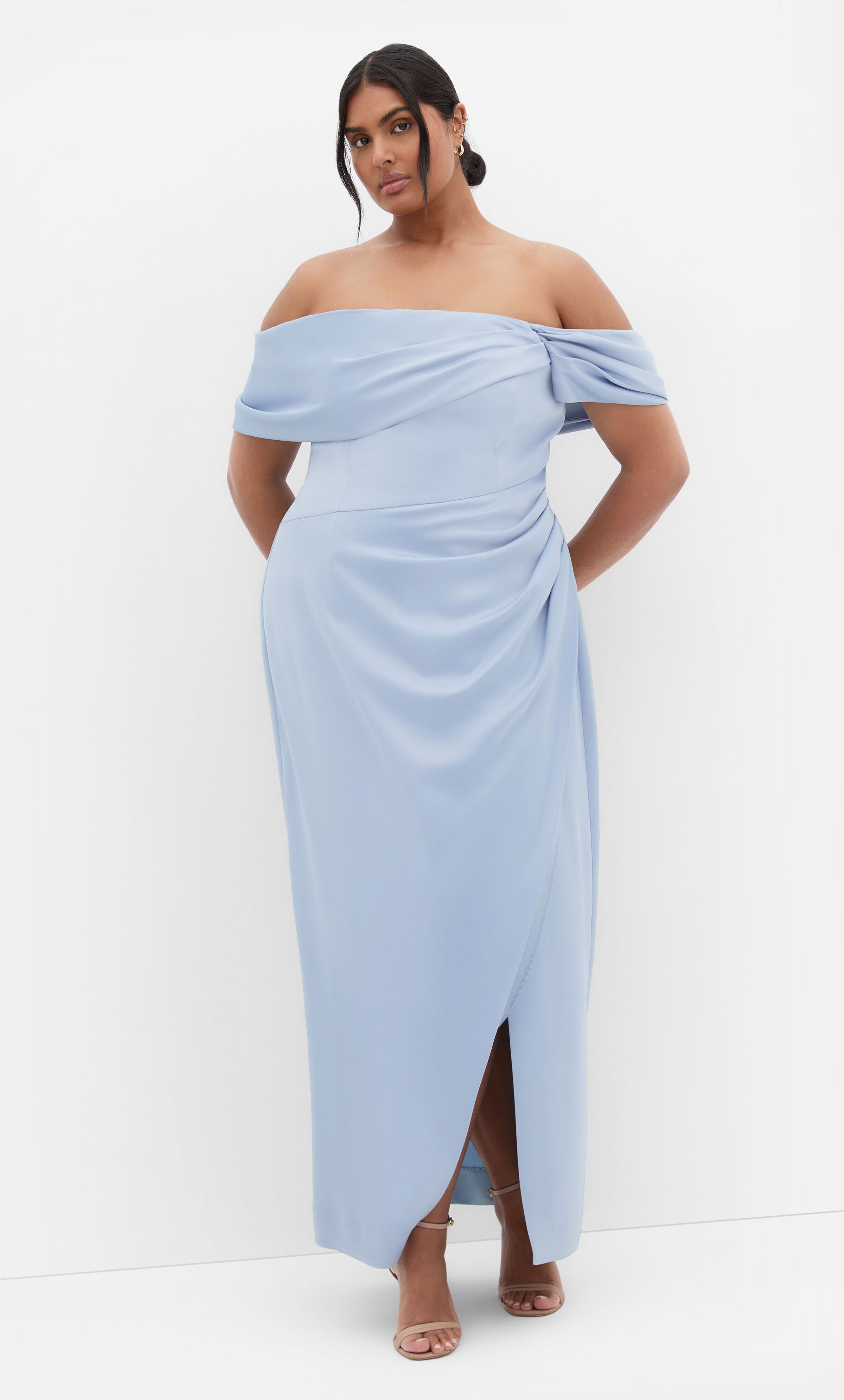Paloma Off Shoulder Maxi Dress - dusty blue, BLUE, alternate image number 2