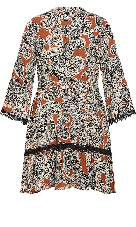 Camille Print Dress - caramel, BROWN, alternate image number 4