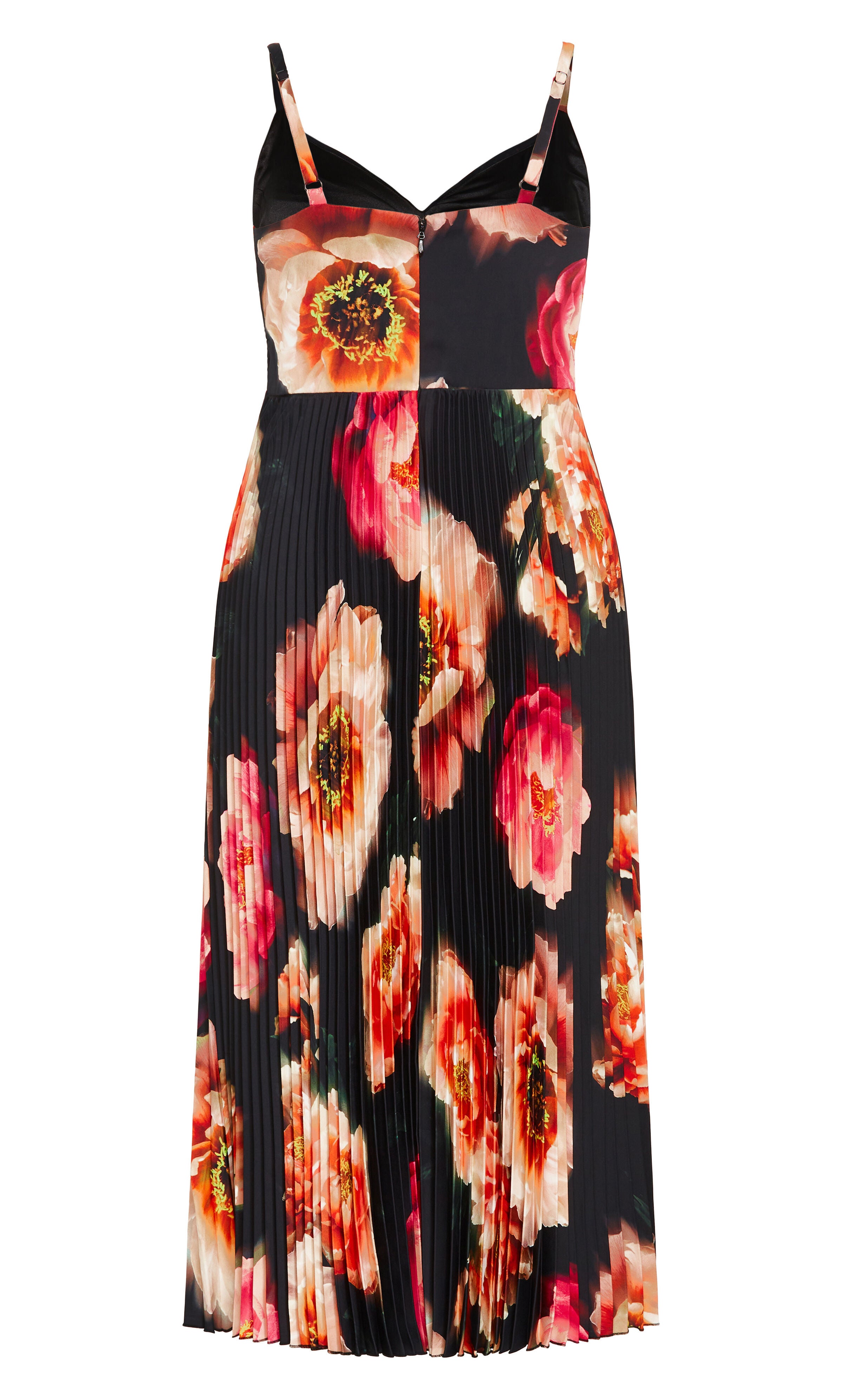 Ariana Print Pleat Dress - black, BLACK, alternate image number 3