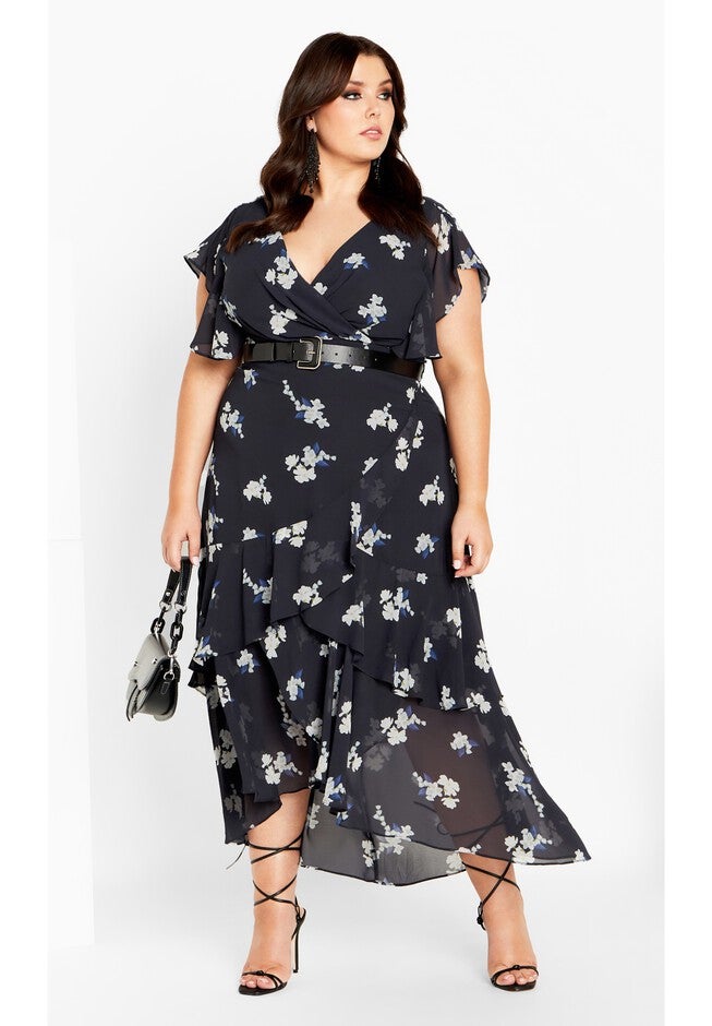 Demure Floral Maxi Dress - navy, BLUE, on-hover image number 1