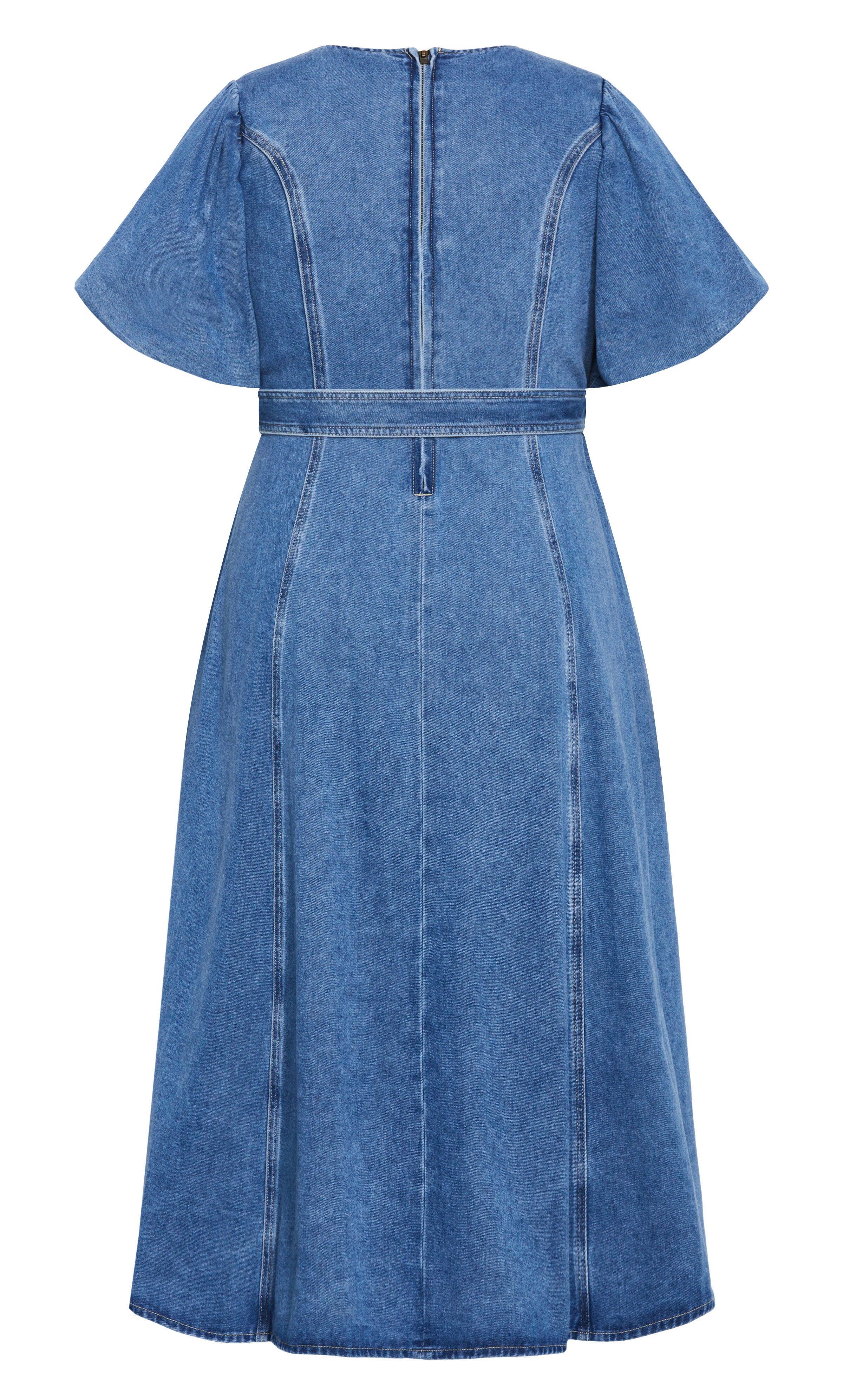Denim Delilah Dress - mid wash, BLUE, alternate image number 4
