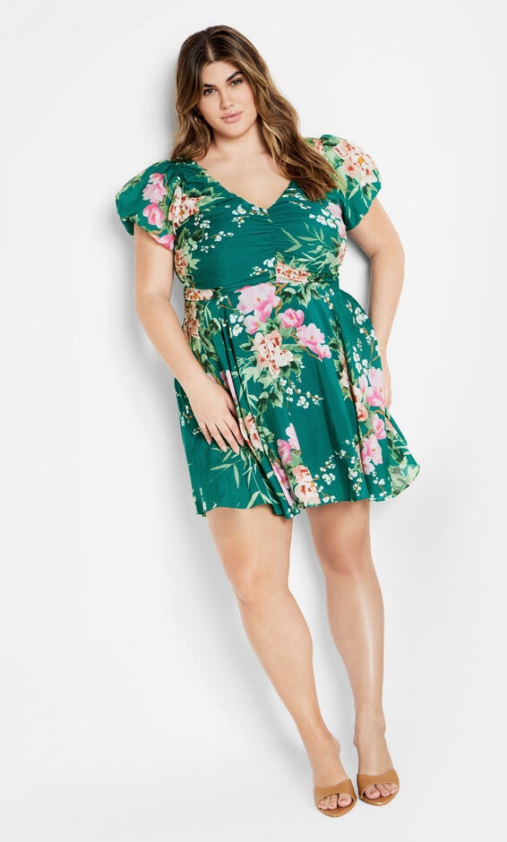 Marci Print Dress - jade, JADE SWEET BLOSSOM, alternate image number 1