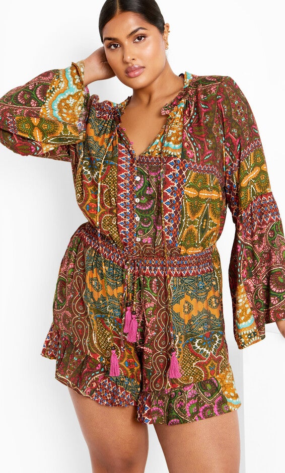 Erica Print Playsuit - kaleidoscope, KALEIDOSCOPE, hi-res image number null