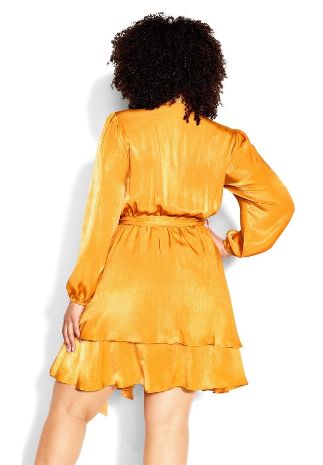 Twisted Ruffle Dress - honey, ORANGE, alternate image number 5