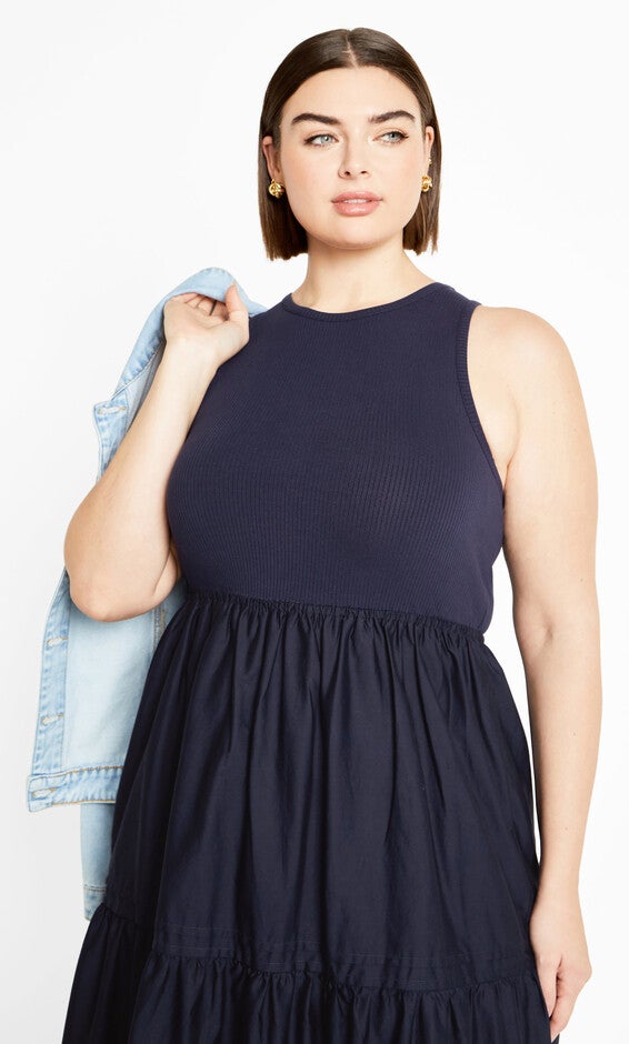 Chelsea Mixed Media Dress - navy, NAVY, alternate image number null