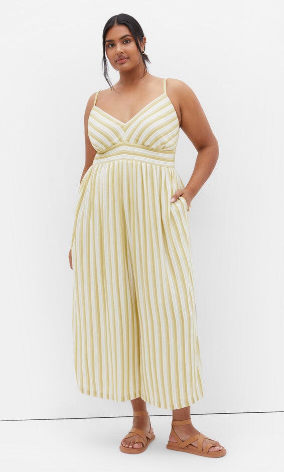 Lara Stripe Jumpsuit - khaki, YELLOW, alternate image number null