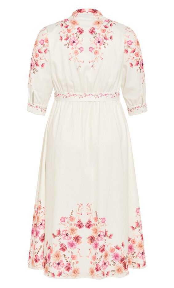 Annabelle Button Closure Midi Dress - ivory, IVORY, alternate image number null