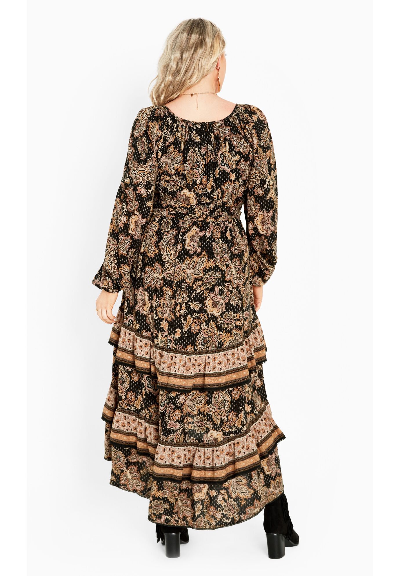 Amahle Puff Sleeve Tier Maxi Dress, FOREVER BORDER, on-hover image number 1