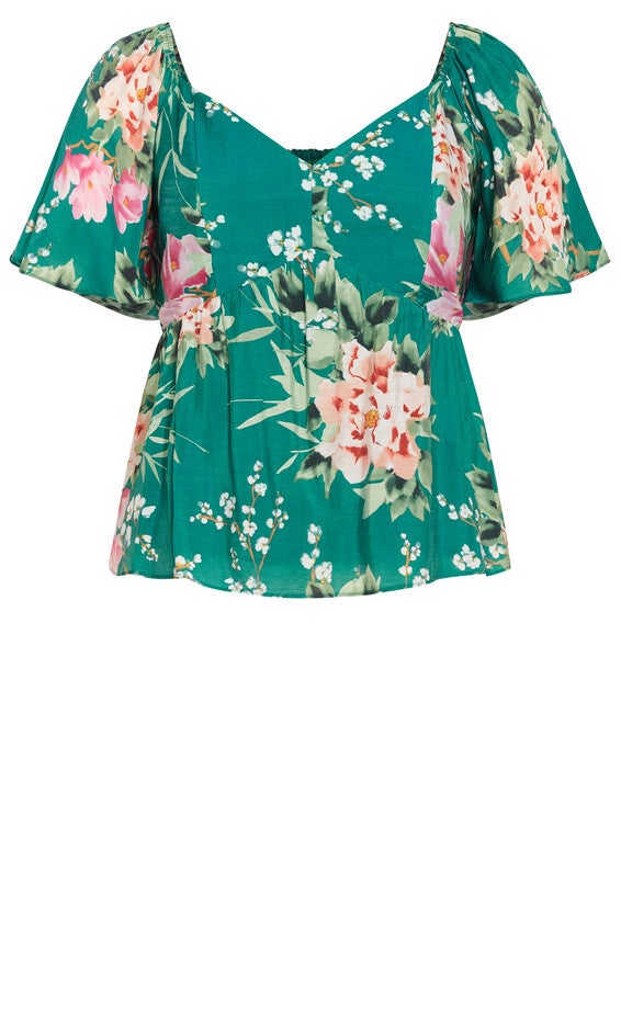 Marci Print Top - jade, JADE SWEET BLOSSOM, alternate image number 3