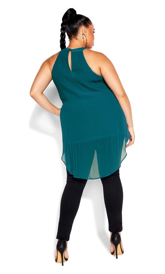 Halter Pleat Top - teal, GREEN, alternate image number null