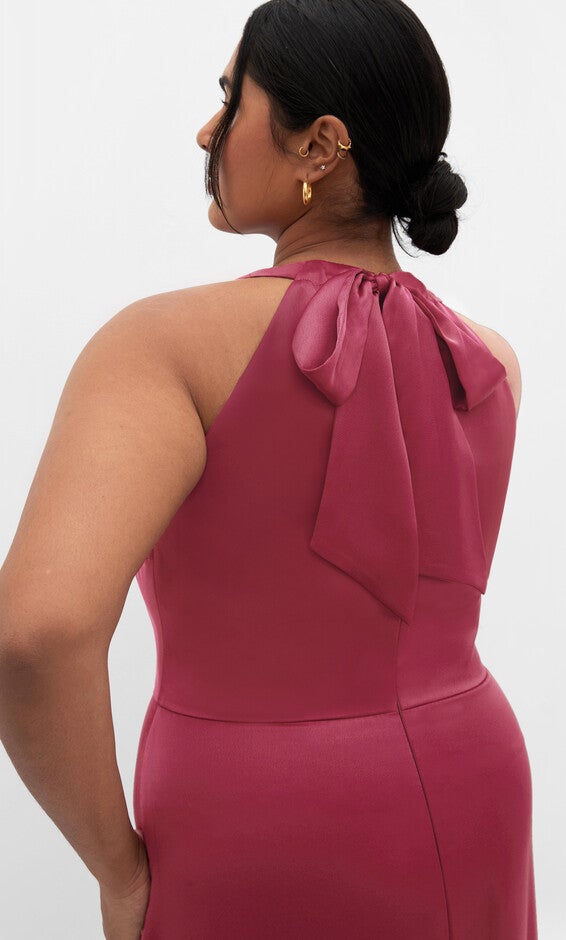 Celina Halter Maxi Dress - bordeaux, RED, alternate image number 3