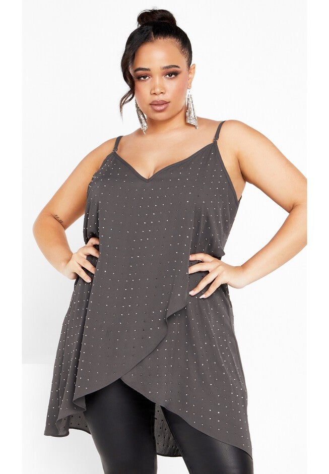 Hi Lo Shine Cami - night sky, GRAY, hi-res image number null