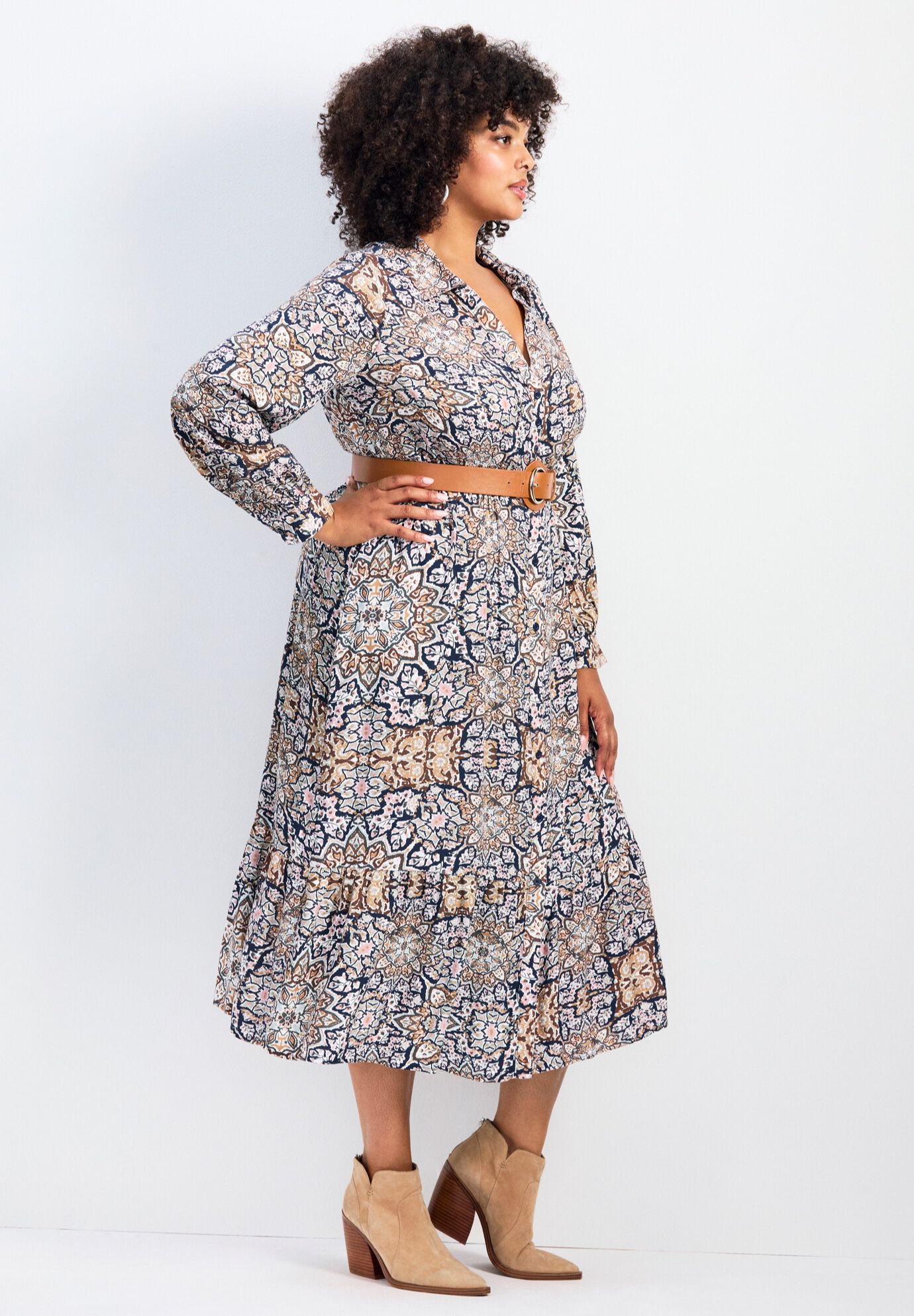 Averie Print Shirtdress With Belt, WILD FRONTIER, alternate image number 2