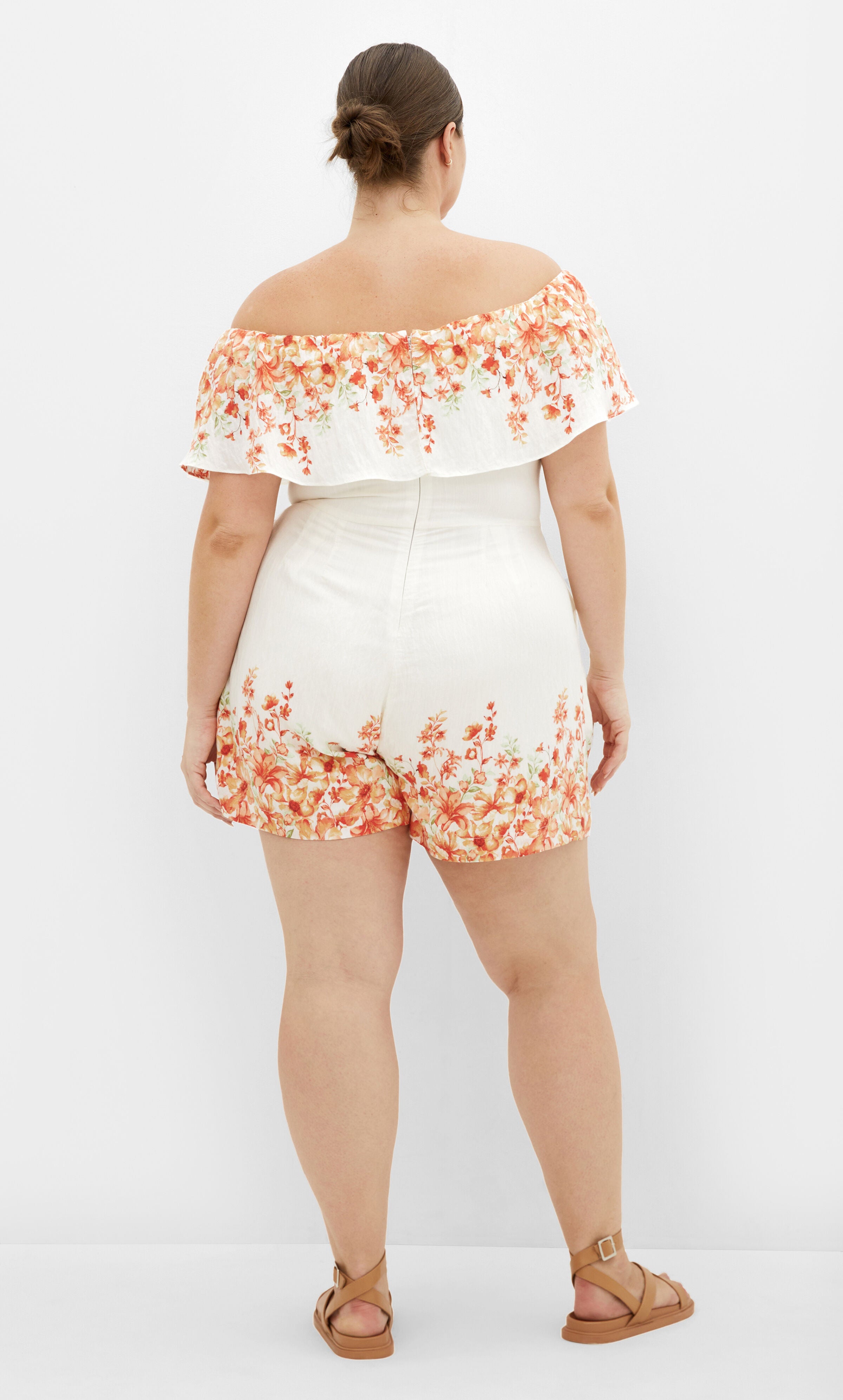 Poppy Print Playsuit - ivory, ORANGE, alternate image number 1