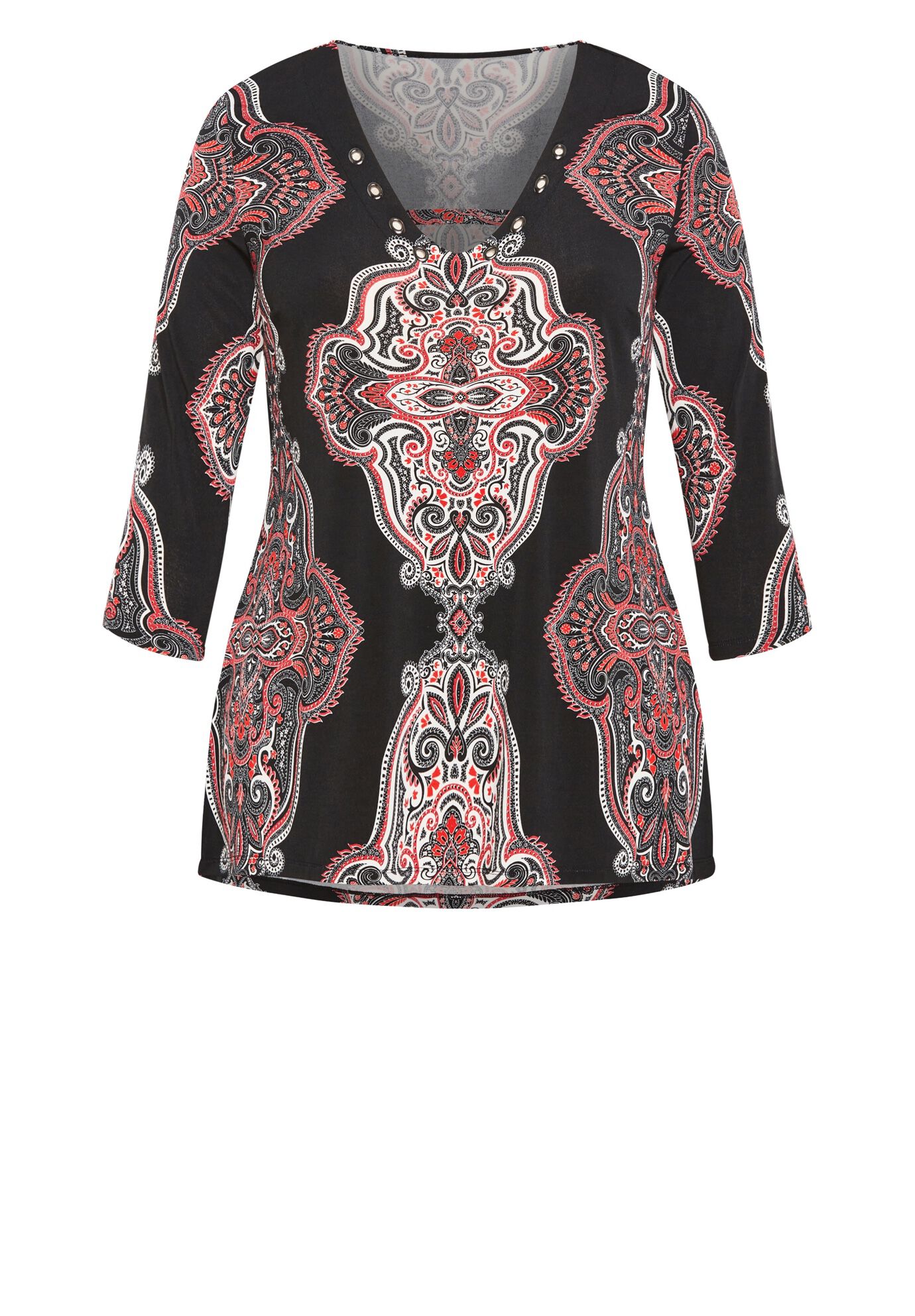 Addison Placement Top, RED PAISLEY, alternate image number 3