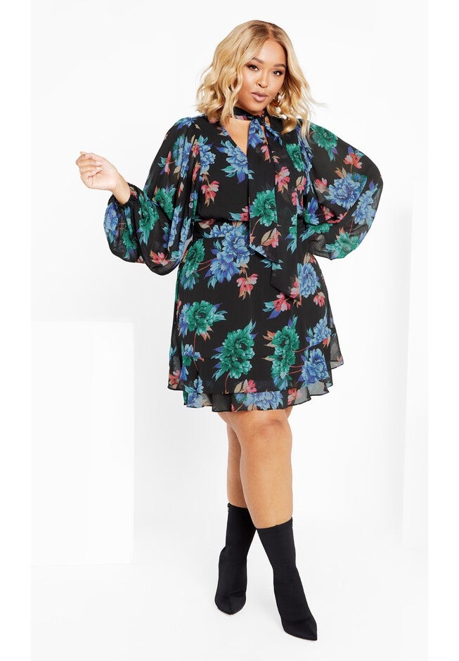 Blakely Print Dress - black, BLACK, on-hover image number null