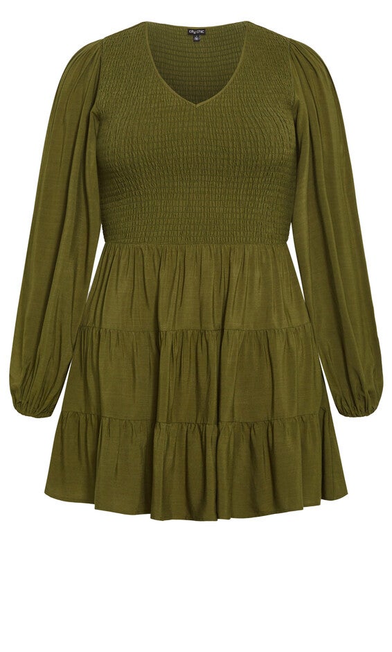 Jemma Mini Dress - dark olive, DARK OLIVE, alternate image number 3
