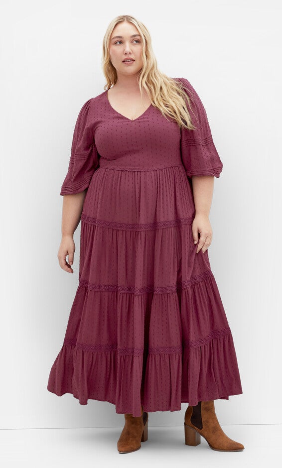 Arielle Lace Maxi Dress - blackberry, RED, hi-res image number null