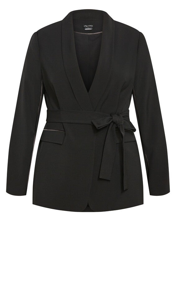 Belted Yasmine Jacket - black, BLACK, alternate image number null