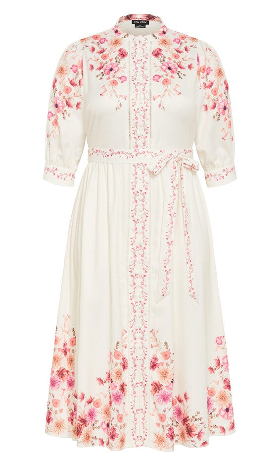 Annabelle Button Closure Midi Dress - ivory, IVORY, alternate image number null