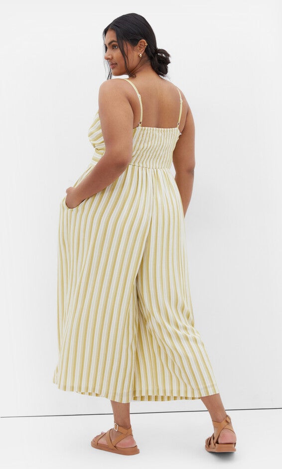 Lara Stripe Jumpsuit - khaki, YELLOW, alternate image number null