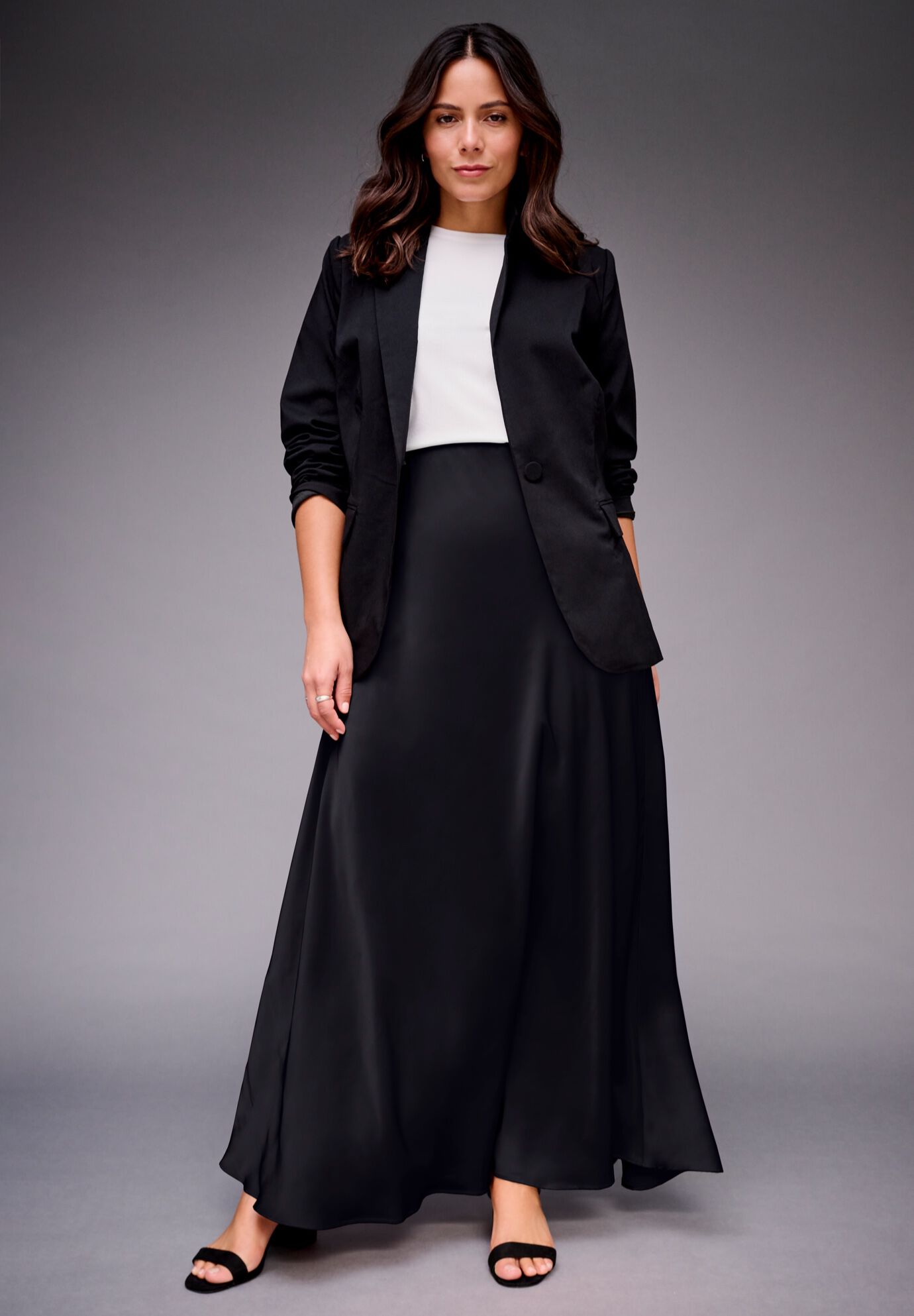Maxi Slip Skirt, BLACK, alternate image number 2
