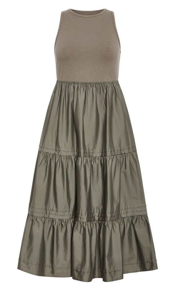 Chelsea Mixed Media Dress - olive, OLIVE, alternate image number 3