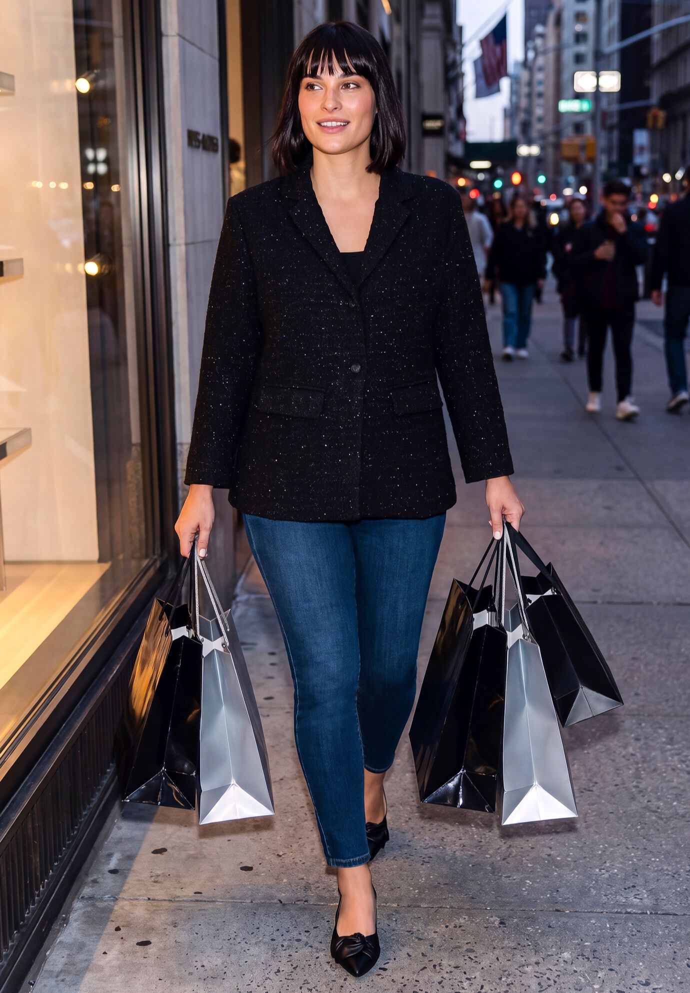 Tegan Tweed Blazer, BLACK, on-hover image number 1