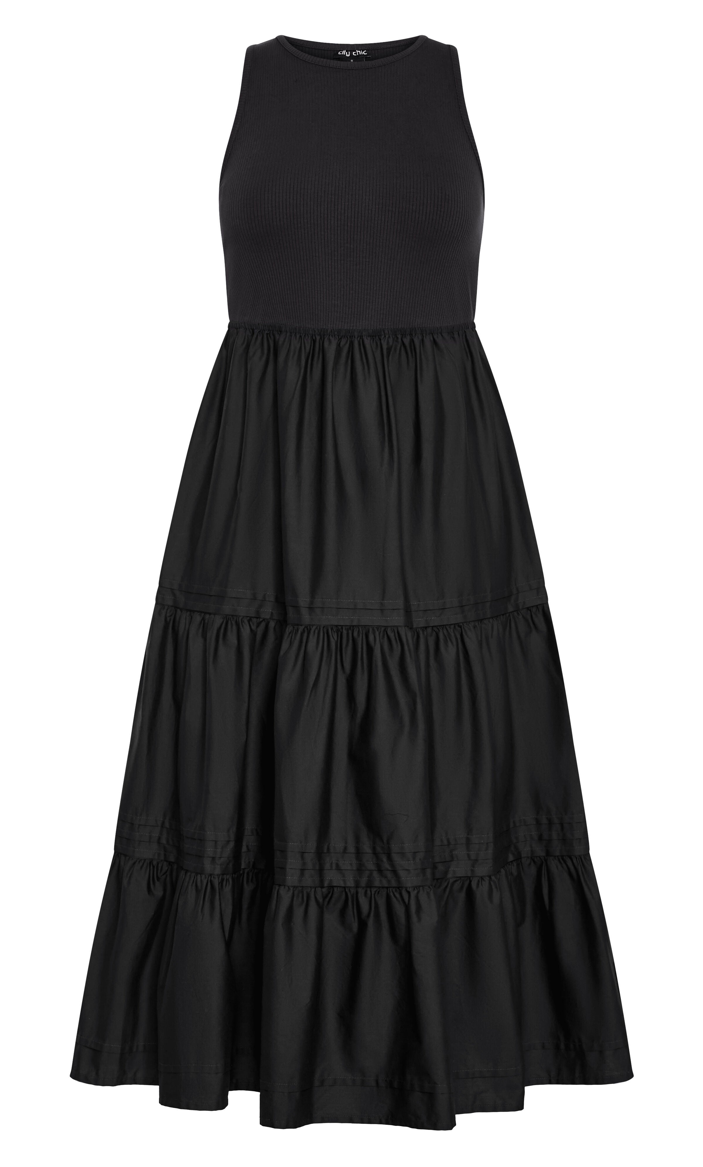 Chelsea Mixed Media Dress - black, BLACK, alternate image number 3