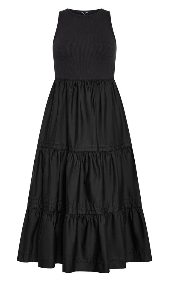 Chelsea Mixed Media Dress - black, BLACK, alternate image number 3