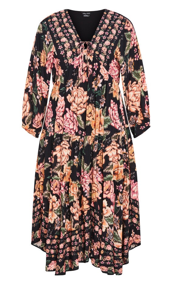 Devine Beauty Border Dress - black, BLACK, alternate image number 3