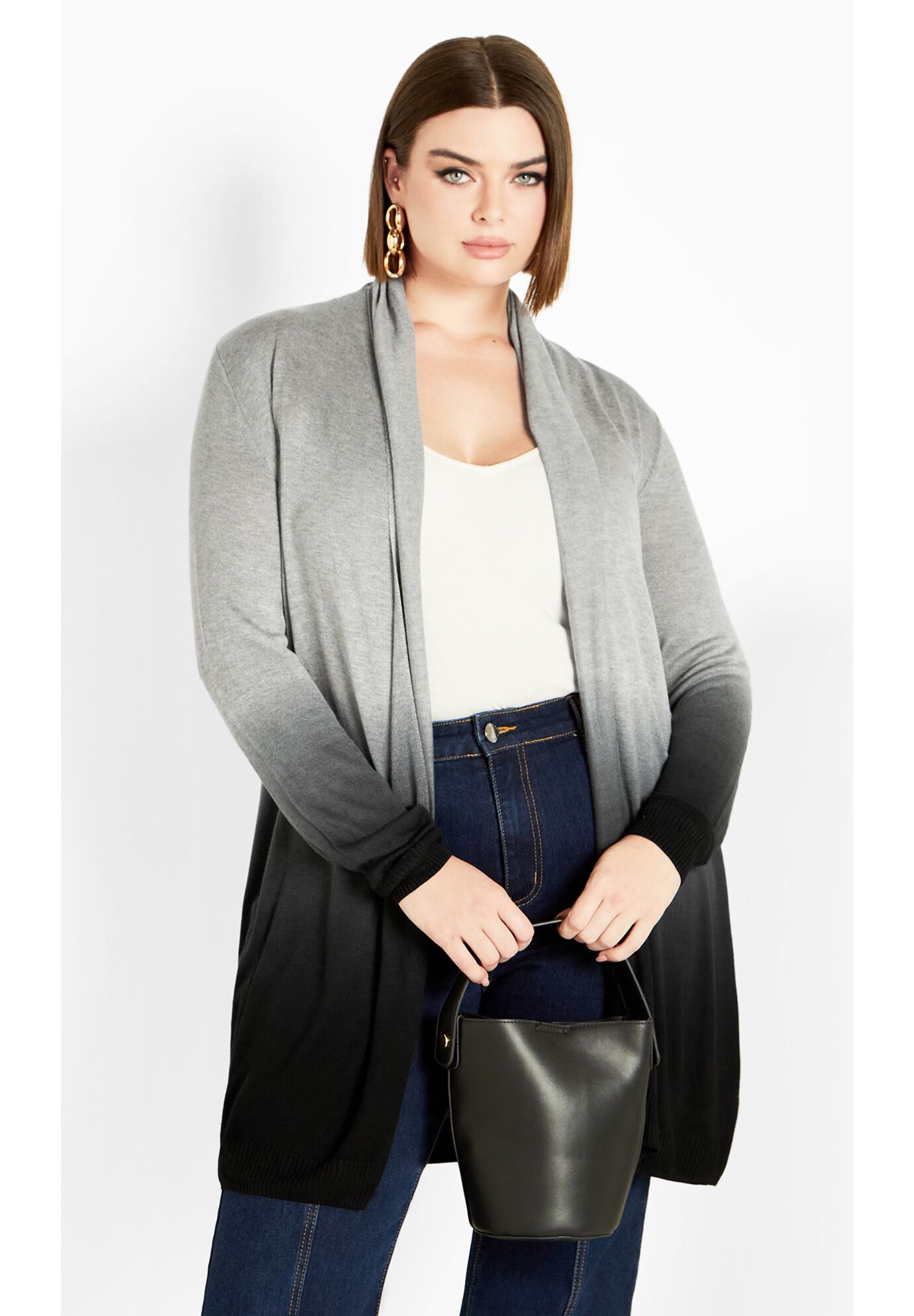 Mina Dip Dye Cardigan, GREY, hi-res image number 0