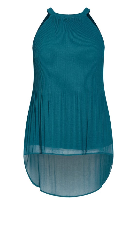 Halter Pleat Top - teal, GREEN, alternate image number null