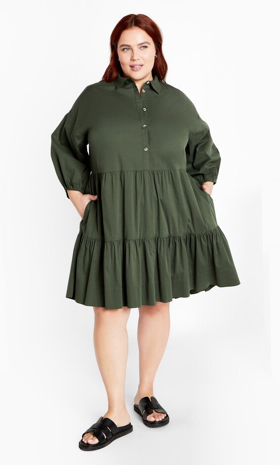Kiara Mini Dress - khaki, GREEN, alternate image number 1